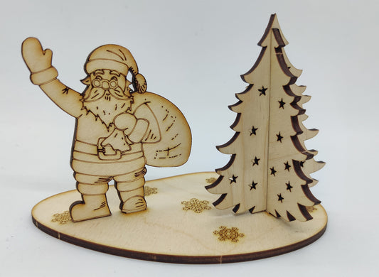 Santa Model Christmas Card made of wood