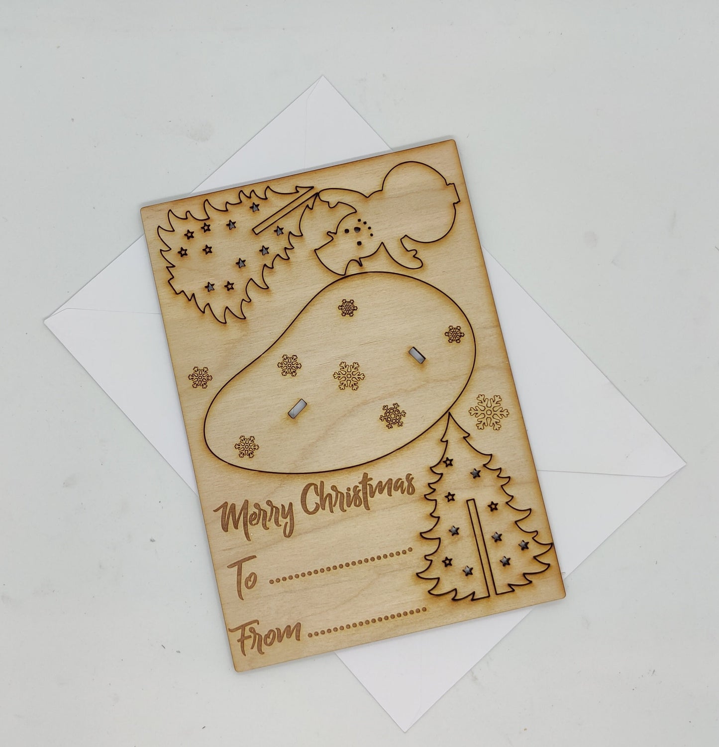 Snowman Christmas card Model made from Wood