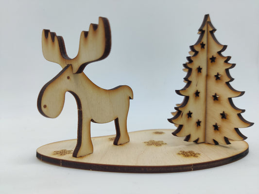 Moose Christmas Card Model made from Wood
