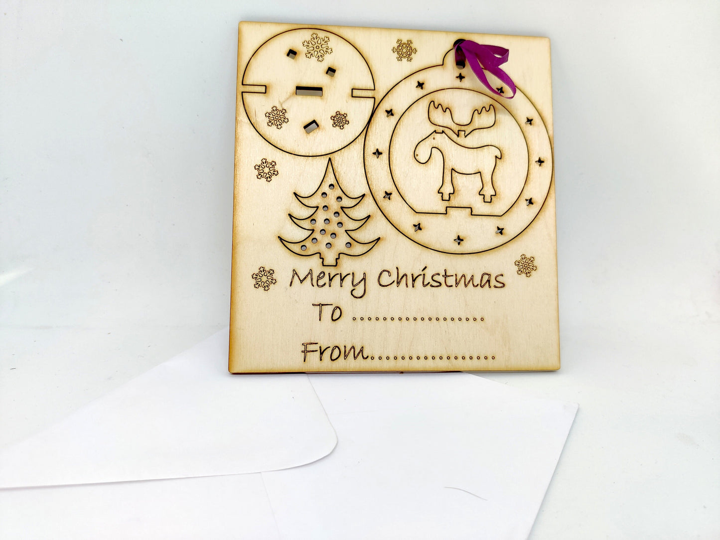 Moose Bauble Christmas Card Model made from Wood