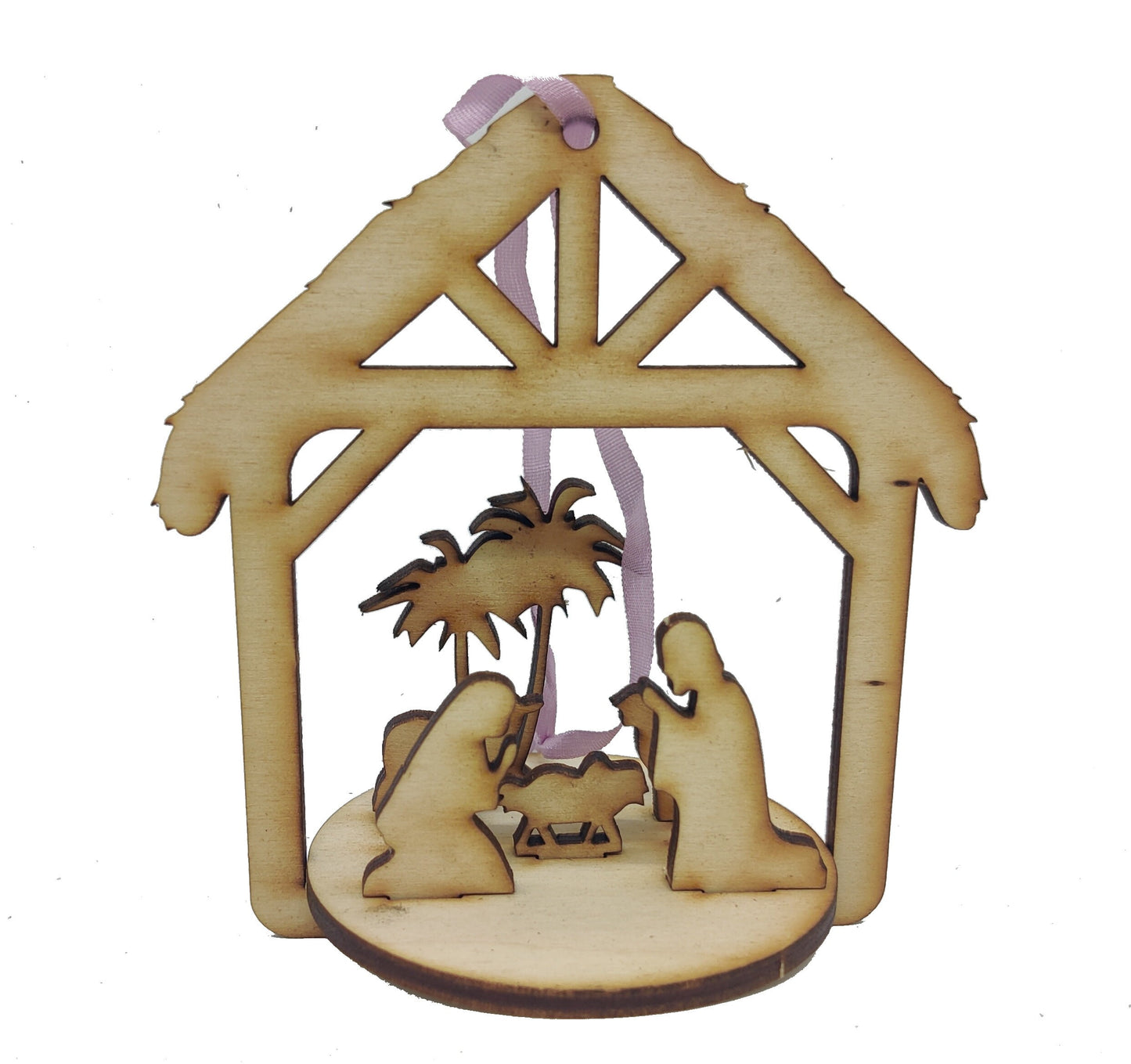 Nativity Scene bauble card made of Wood