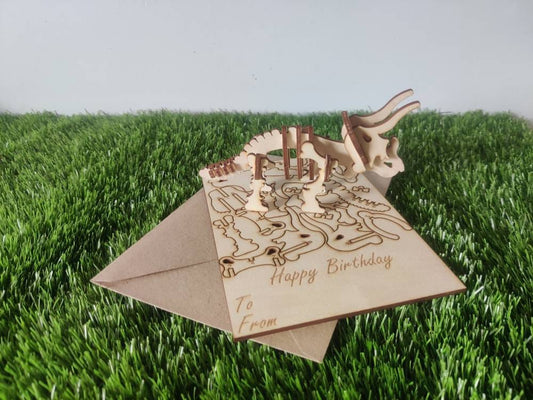 Triceratops Wooden birthday card