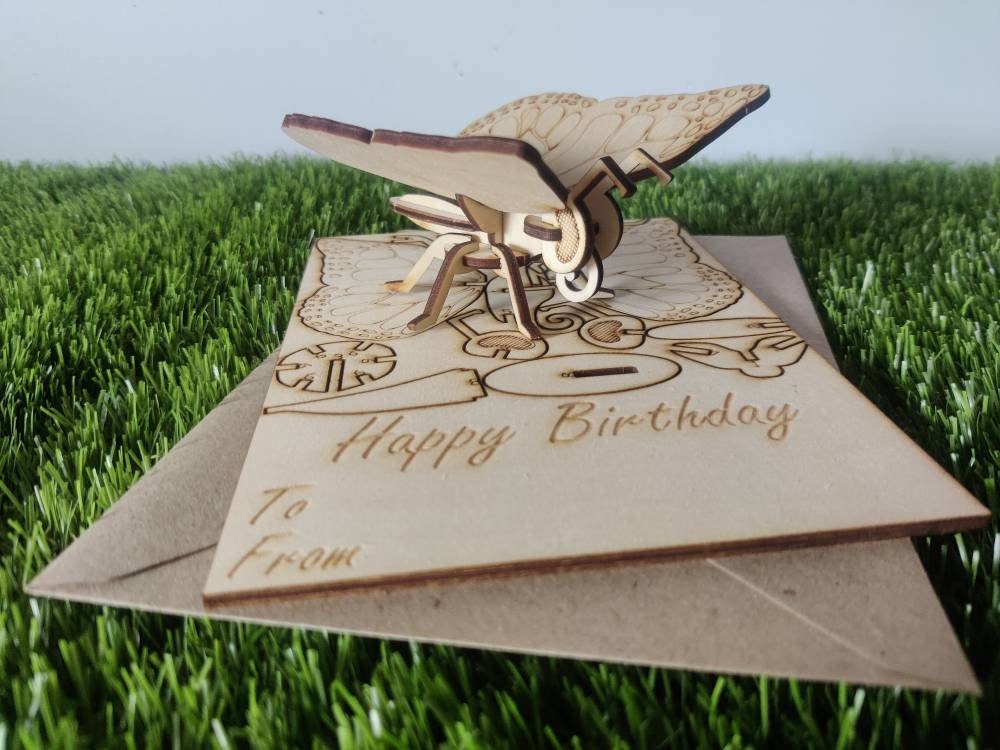 Butterfly wooden birthday card