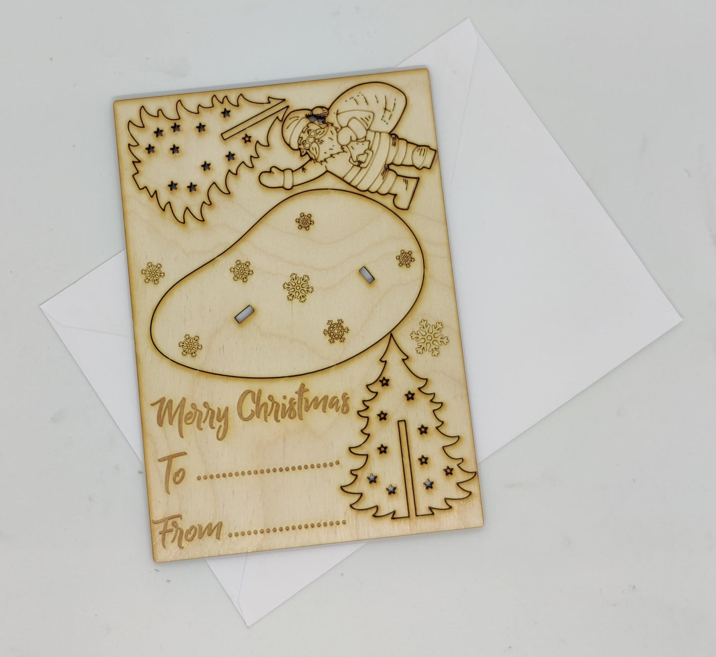 Santa Model Christmas Card made of wood