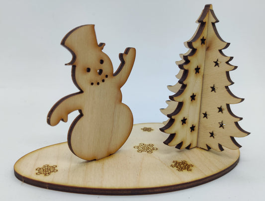 Snowman Christmas card Model made from Wood