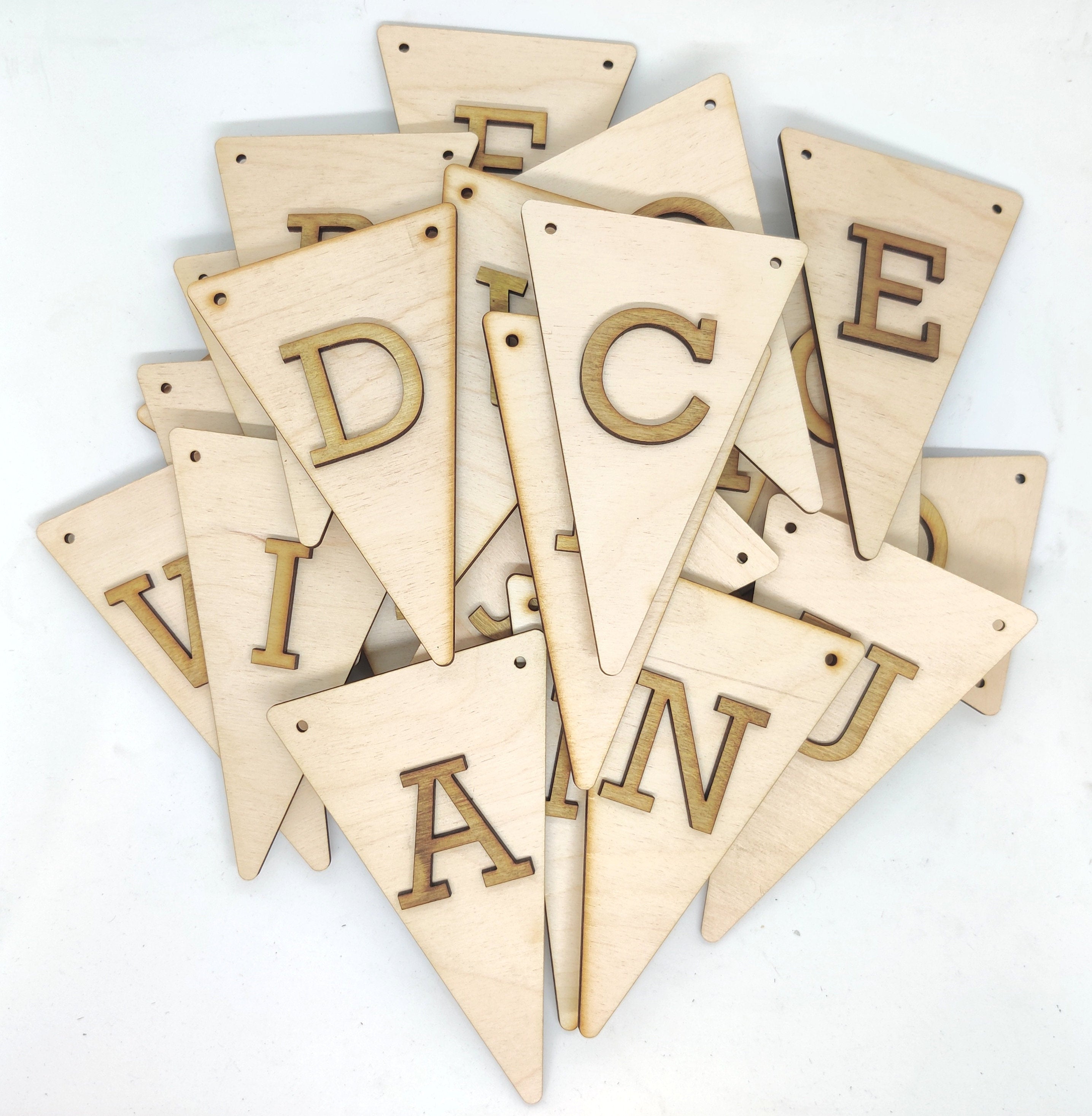 Wooden Bunting letters – Dels laser workshop