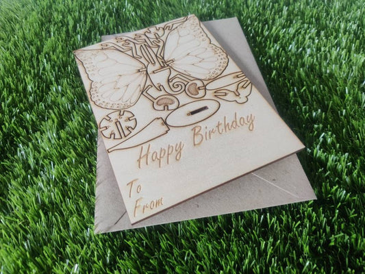 Butterfly wooden birthday card